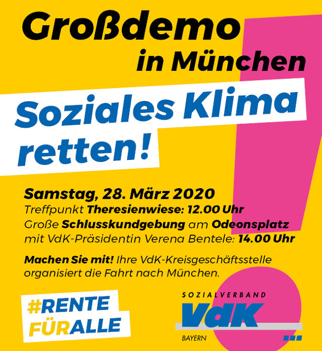 28.3.2020 - vdk Grossdemo in München - Gegen Altersarmut