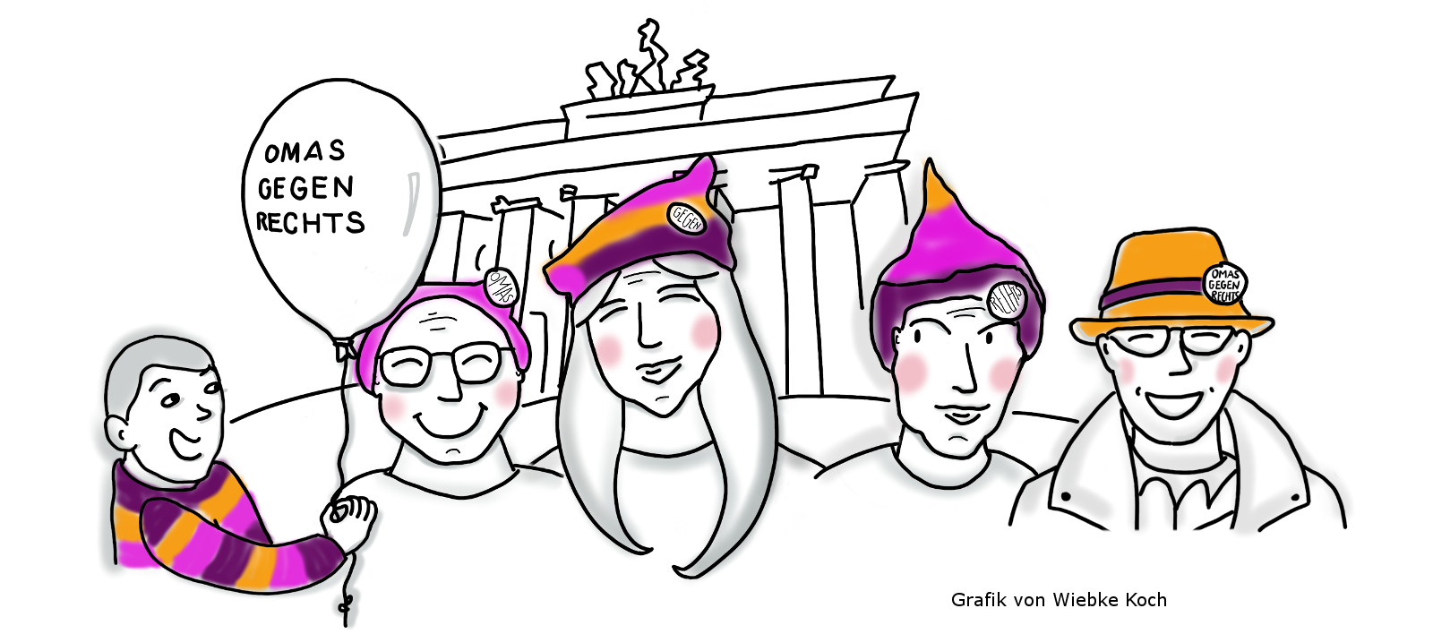 OMAS GEGEN RECHTS Berlin - Grafik von Wiebke Koch