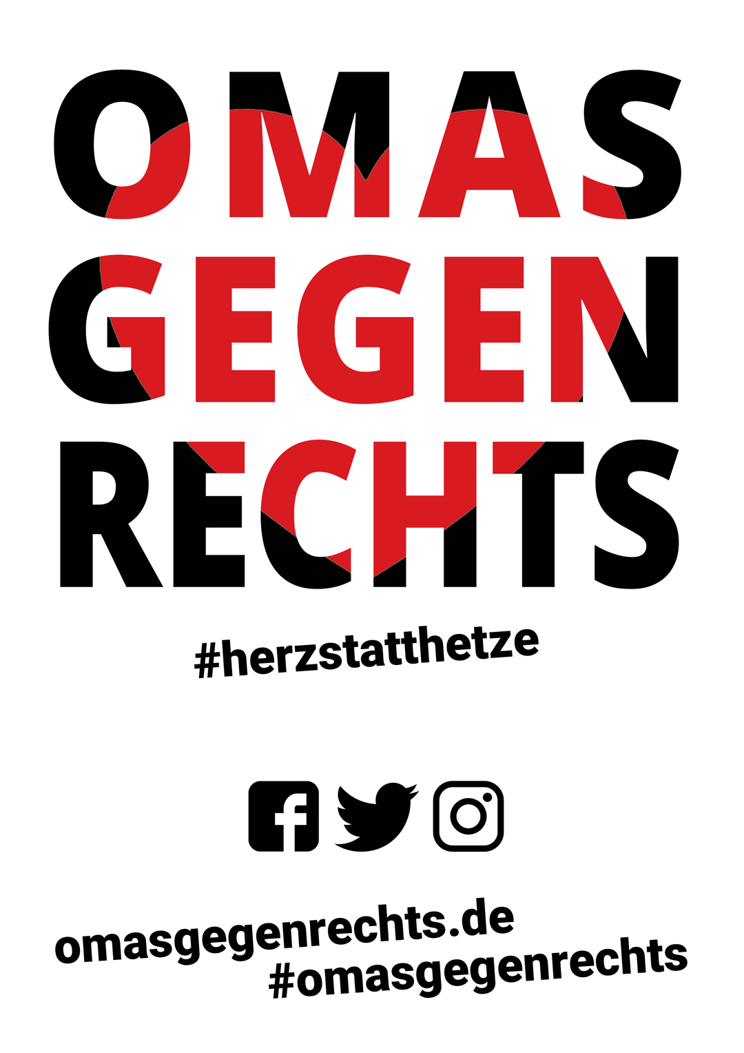 OMAS GEGEN RECHTS - #herzstatthetze - Plakat - Druckvorlage DinA4