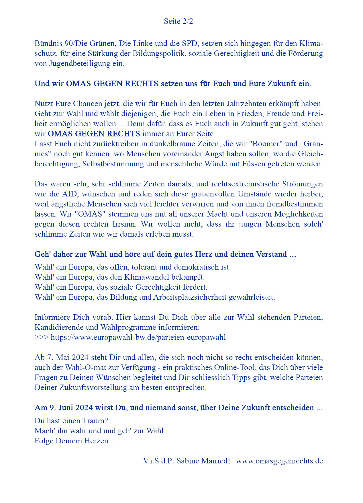 Enkelbrief zur Europawahl am 9.Juni 2024 - Seite 2 von 2 - omasgegenrechts.de - #omasgegenrechts.aktiv